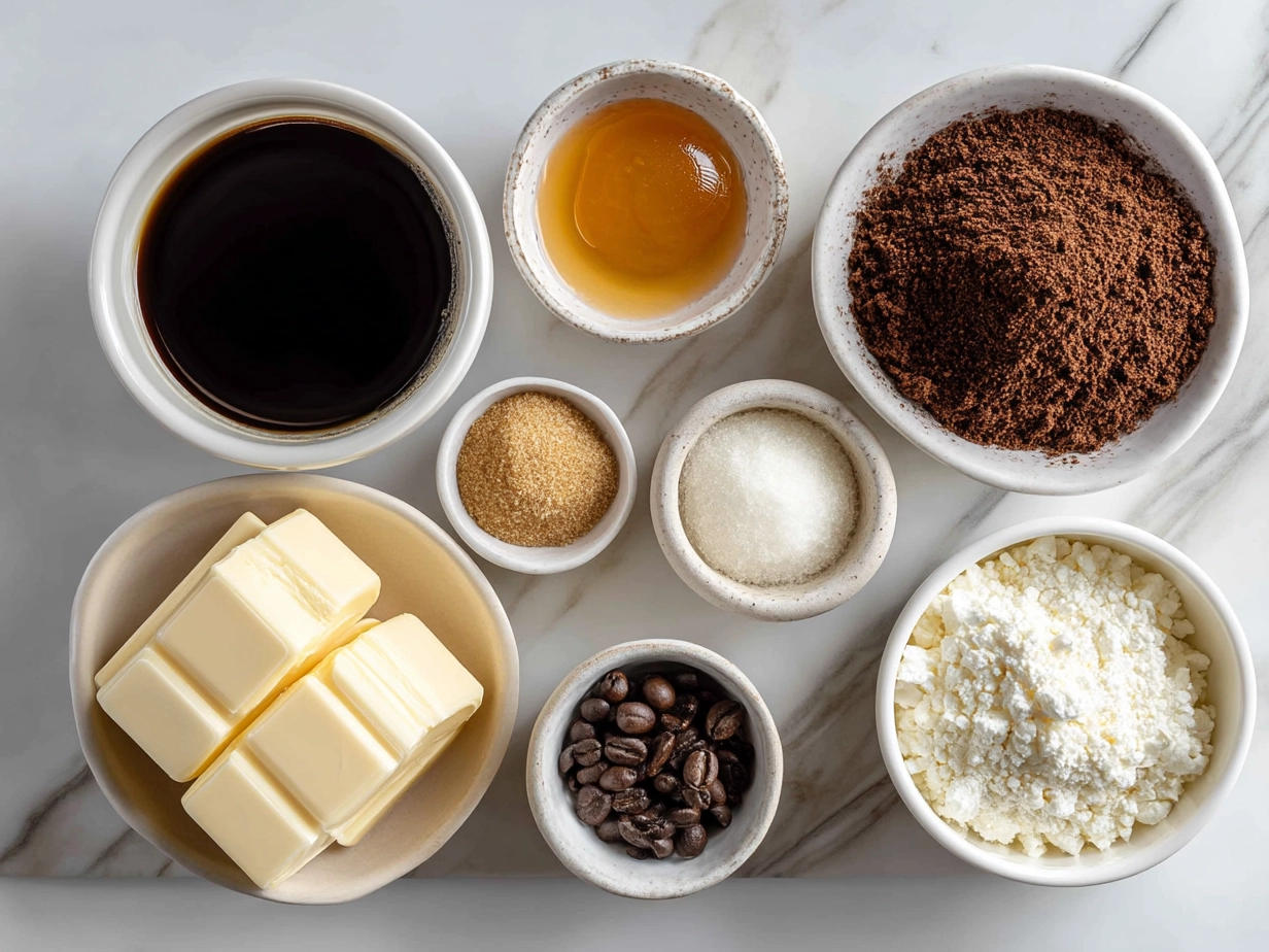 Ingredients for Caramel Chocolate Coffee Cheesecake