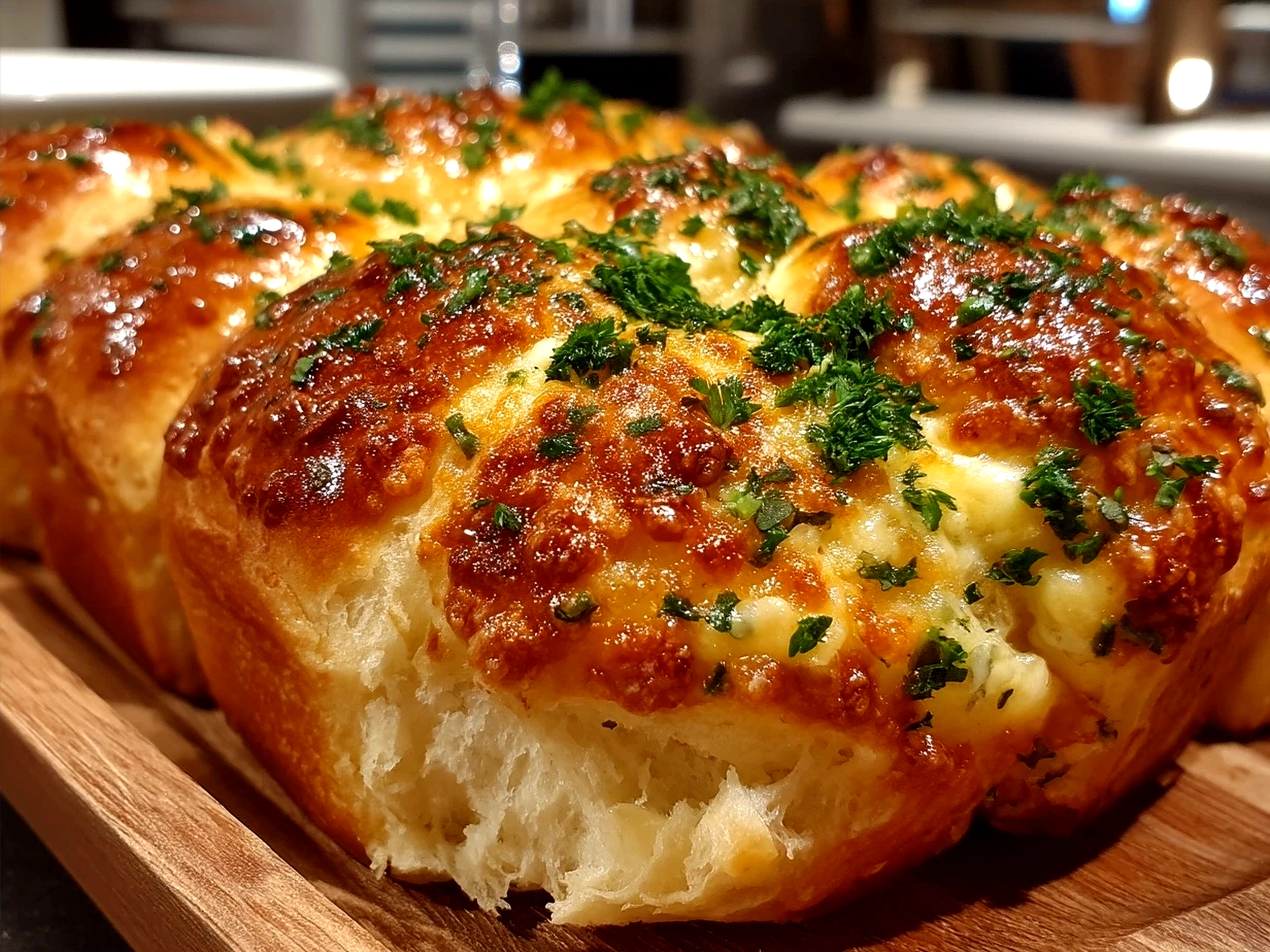 Freshly baked homemade cheesy breakfast rolls with a golden crust