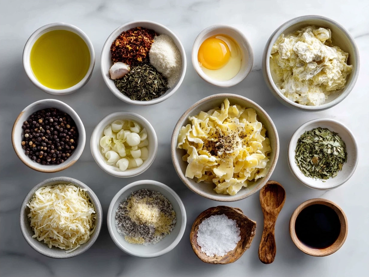 Ingredients laid out for Chick Fil A Chicken Noodle Soup including butter, onions, carrots, celery, garlic, chicken broth, cooked chicken, egg noodles, and thyme