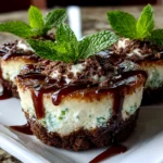 freshly prepared Andes Mint Mini Cheesecakes on clean counter