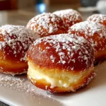 Freshly Prepared Bomboloni alla Crema on White Plate
