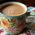 Freshly prepared Kashmiri Pink Chai in traditional pot