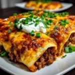 Home cook, taken with iPhone 15 Pro. Close-up slight angle of delicious Ground Beef Enchiladas on white plate. Warm appetizing --ar 4:3 --style raw --s 235