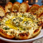 Homemade Garlic Olive Oil Dip Close-up