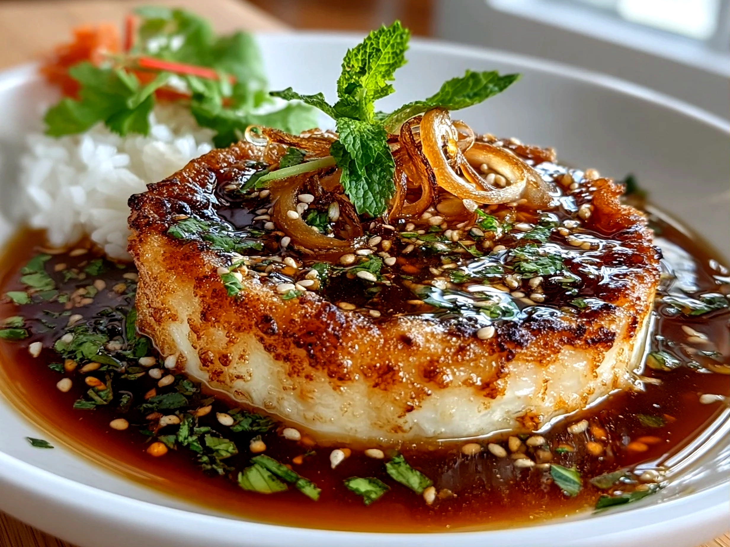 Homemade Japanese Onion Soup close-up