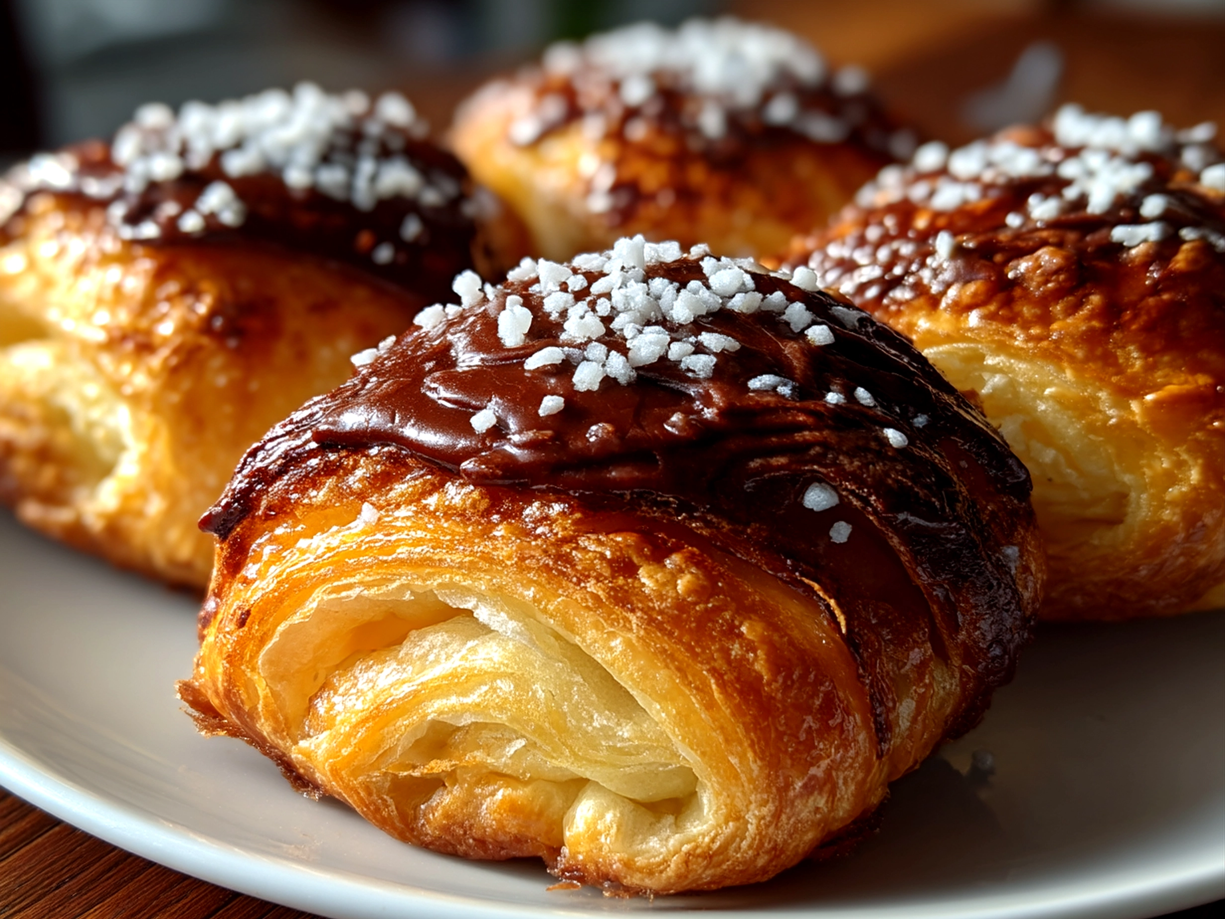 Finished Chocolate Puff Pastry served on a plate