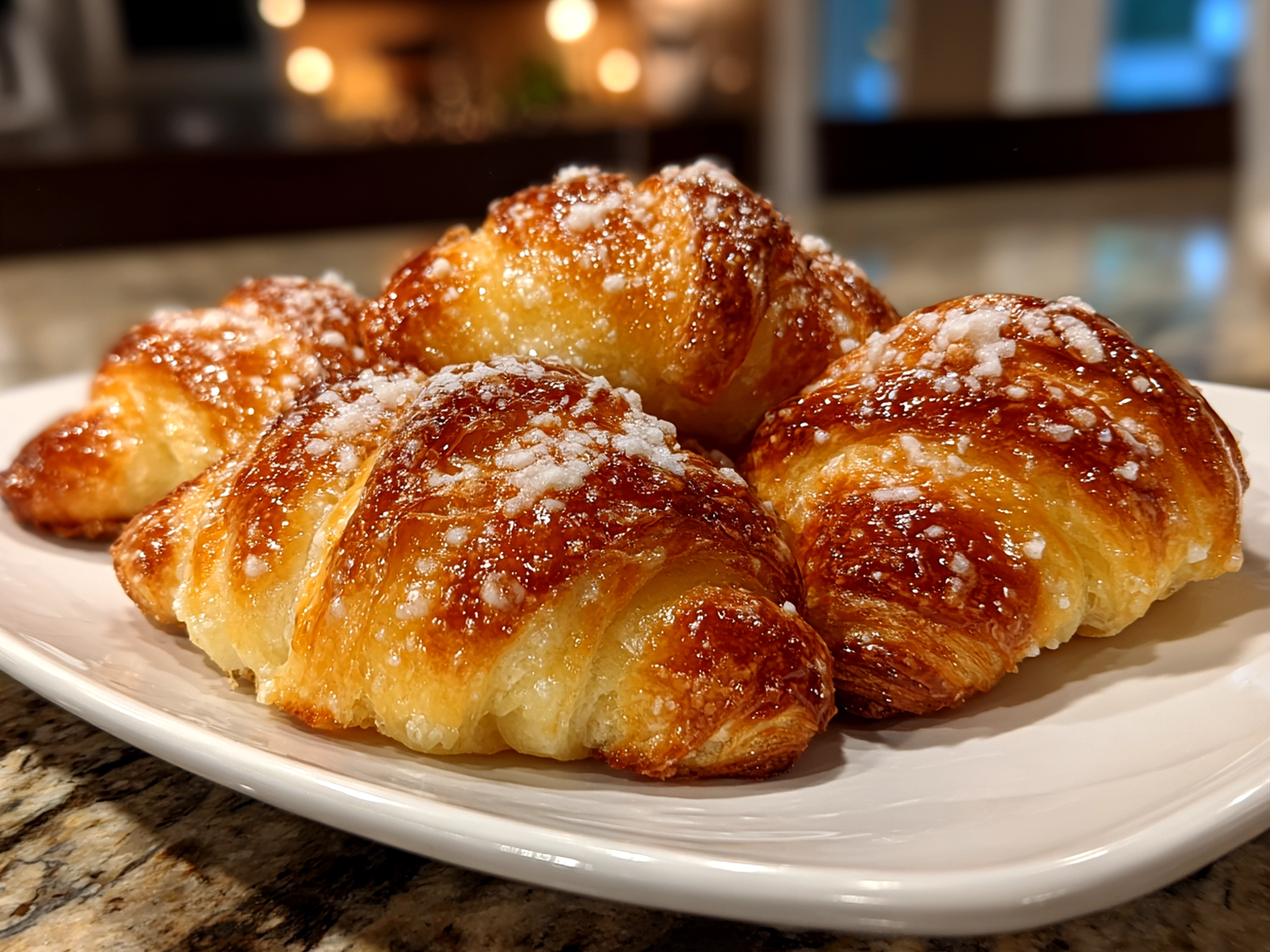 Freshly baked Pillsbury crescent rolls in cozy breakfast setting