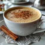 Freshly prepared Chai Tea Latte on white plate