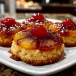 Freshly prepared Pineapple Upside Down Sugar Cookies on white plate