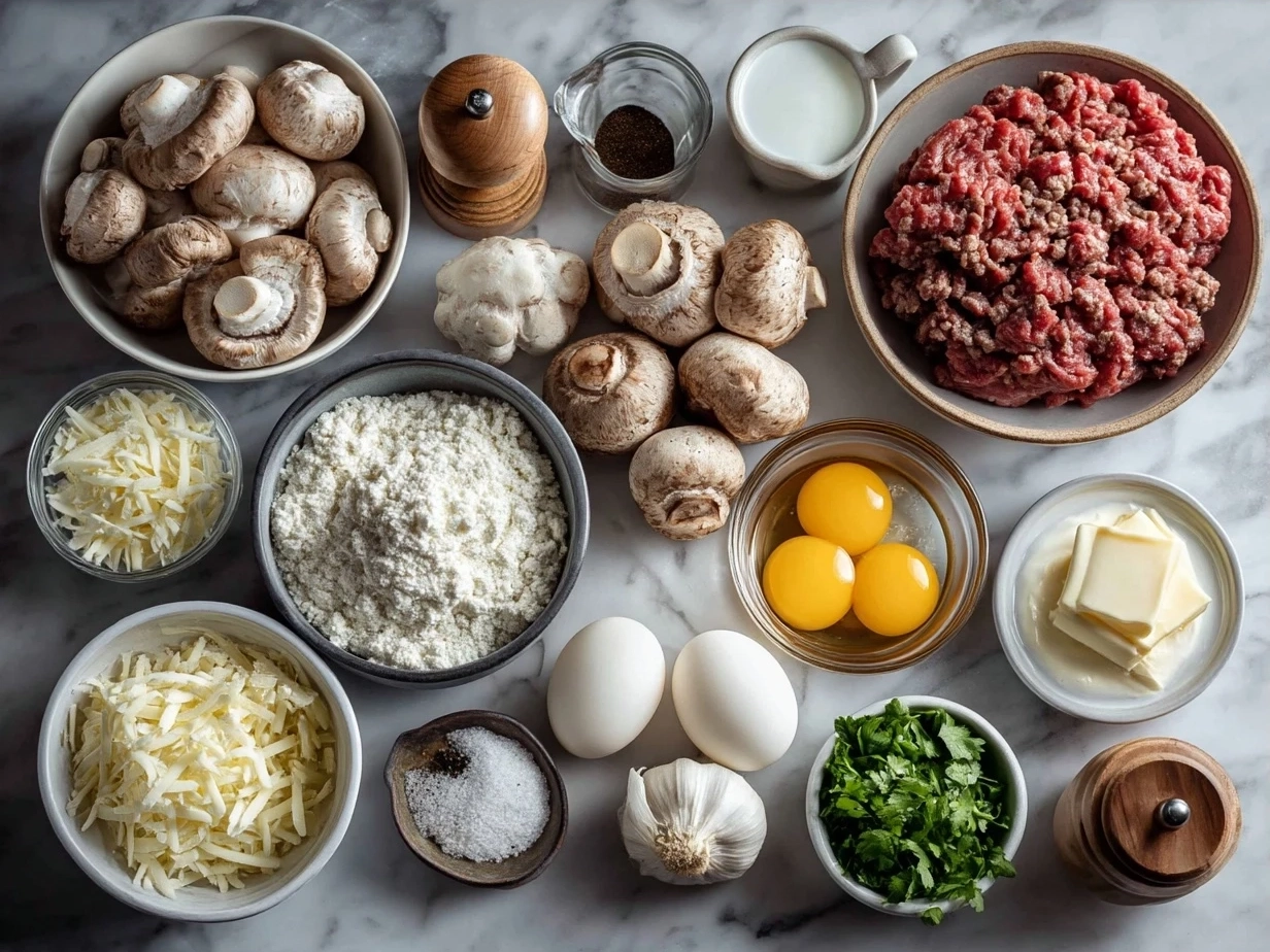 Ingredients for Ground Beef Stroganoff laid out
