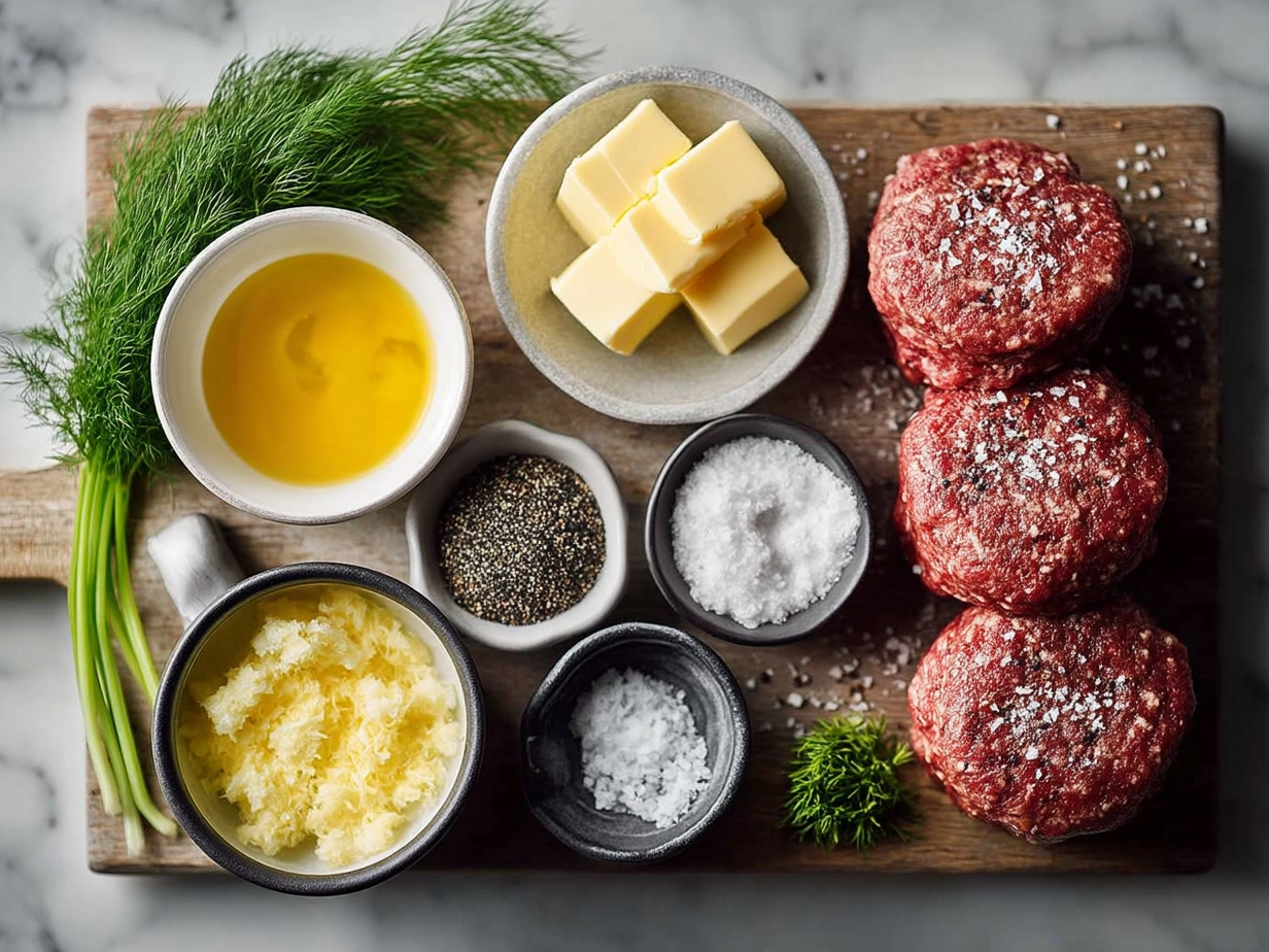 Ingredients for Hamburger Steaks in Creamy Dill Sauce