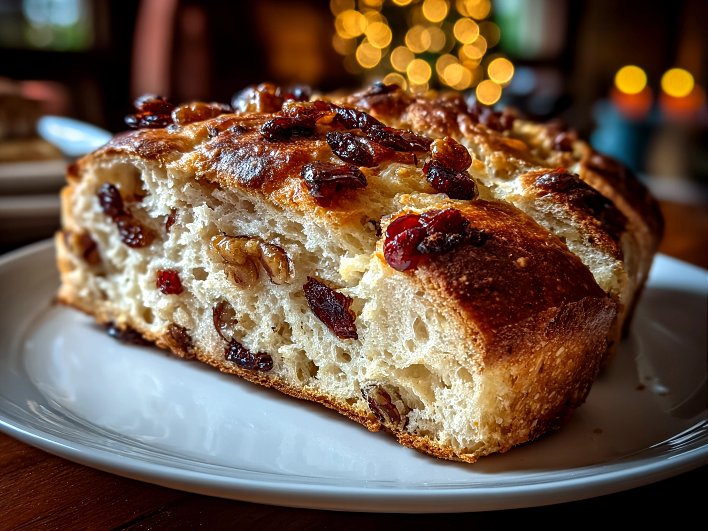 Homemade Cranberry Raisin Walnut Cinnamon Artisan Bread Freshly Baked