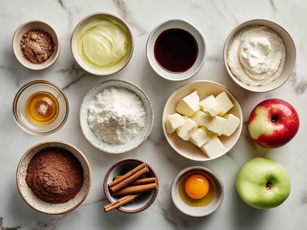 Ingredients for Homemade Candy Apples including apples, sugar, corn syrup, vanilla, wooden sticks