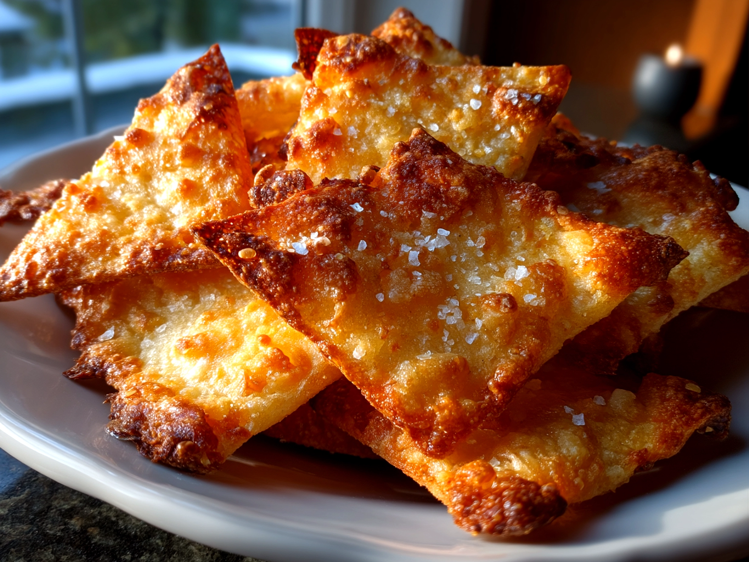 Plate of golden sourdough cheese crackers paired with olives and herbs, ready to serve