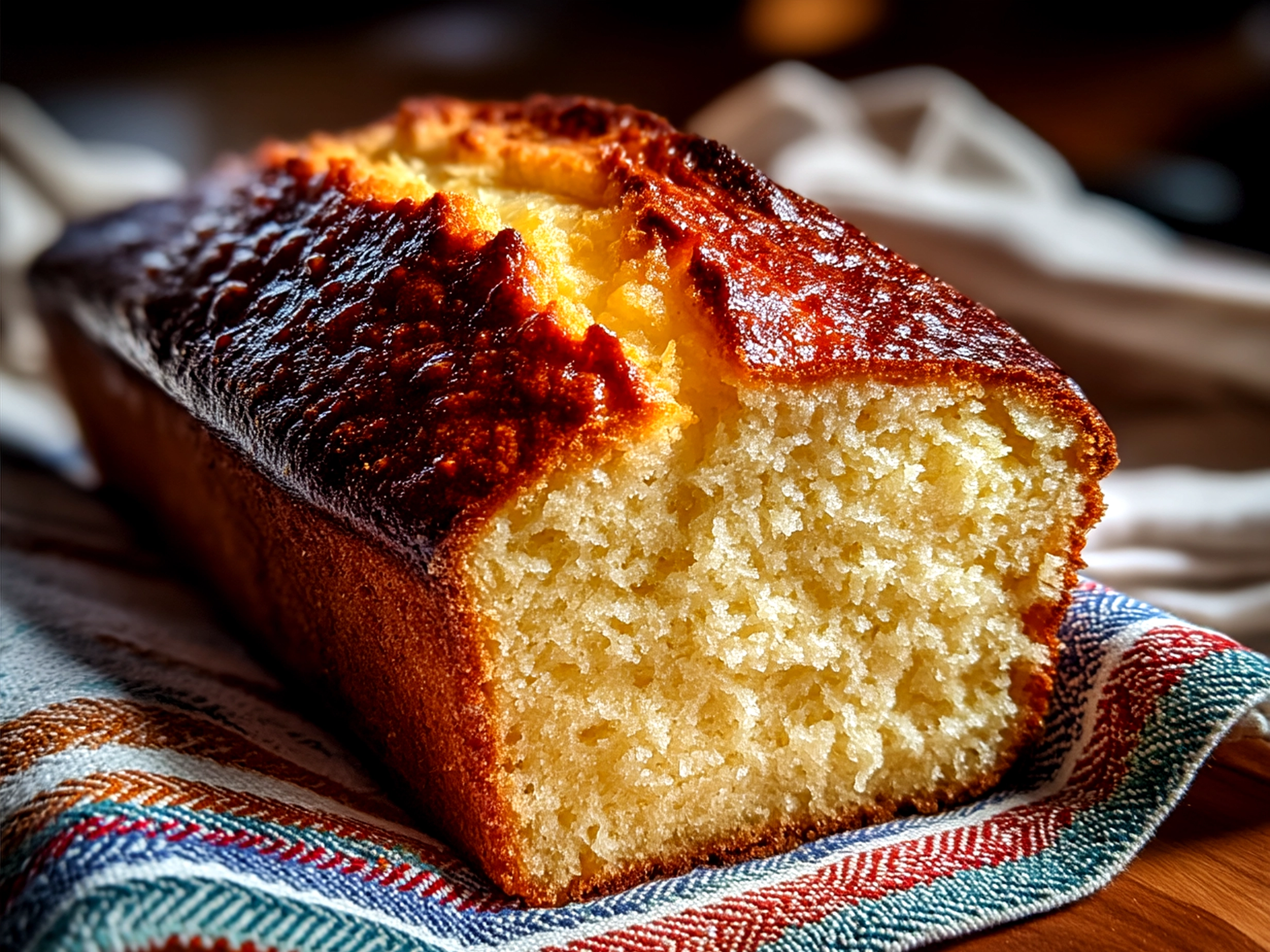 Sliced Sourdough Discard Lemon Loaf served with tea and yogurt drizzled with honey