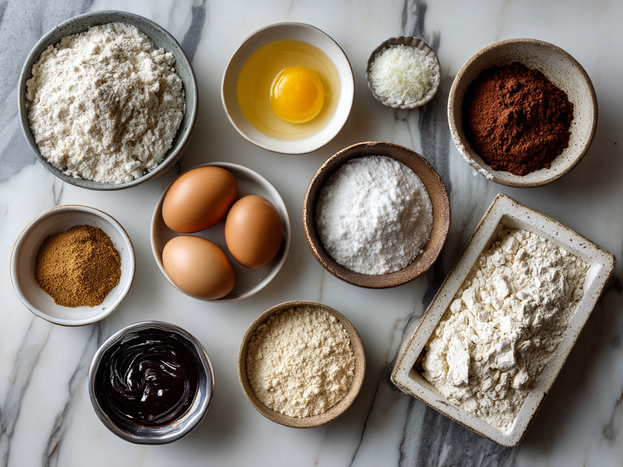 Ingredients for sourdough discard pancakes laid out on a kitchen counter