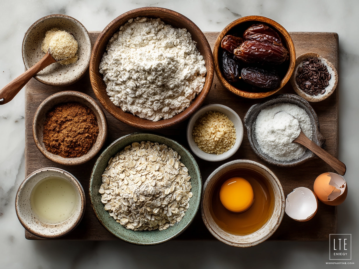 Ingredients for Valentine Cookies Oatmeal Bowl with rolled oats, almond milk, mashed banana, Valentine cookies, vanilla and cinnamon